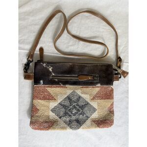 Unique Cowhide & Patterned Crossbody Bag
